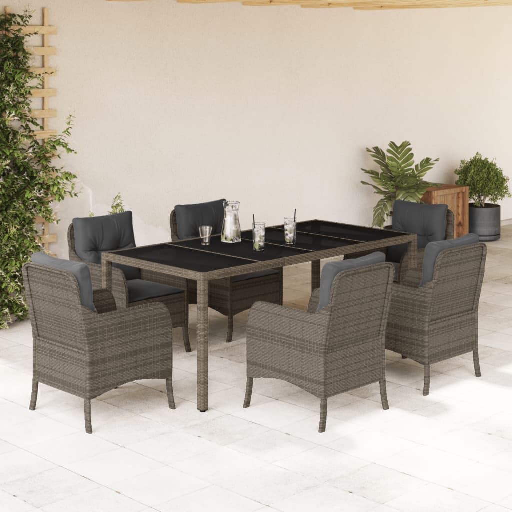 vidaXL 3-delige Tuinset met kussens poly rattan zwart