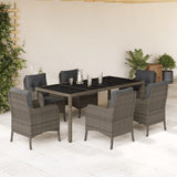 vidaXL 3-delige Tuinset met kussens poly rattan zwart
