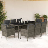 vidaXL 3-delige Tuinset met kussens poly rattan zwart