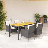 vidaXL 3-delige Tuinset met kussens poly rattan zwart