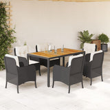 vidaXL 3-delige Tuinset met kussens poly rattan zwart