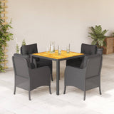 vidaXL 3-delige Tuinset met kussens poly rattan zwart