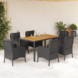 vidaXL 3-delige Tuinset met kussens poly rattan zwart