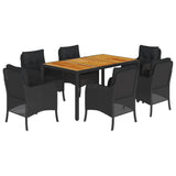 vidaXL 3-delige Tuinset met kussens poly rattan zwart