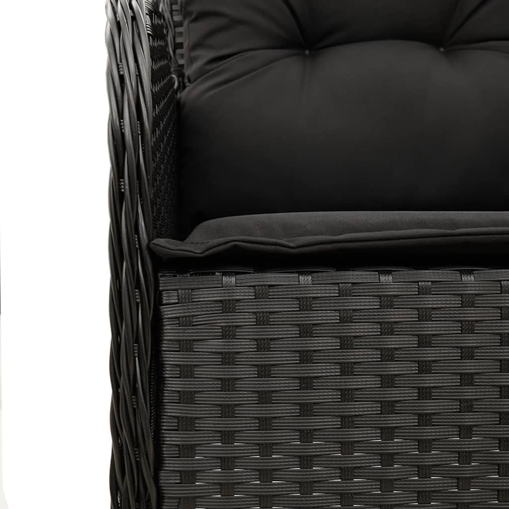 vidaXL 3-delige Tuinset met kussens poly rattan zwart