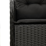 vidaXL 3-delige Tuinset met kussens poly rattan zwart