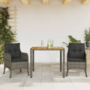 vidaXL 3-delige Tuinset met kussens poly rattan zwart