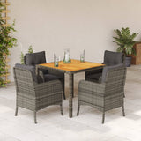 vidaXL 3-delige Tuinset met kussens poly rattan zwart