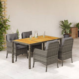 vidaXL 3-delige Tuinset met kussens poly rattan zwart