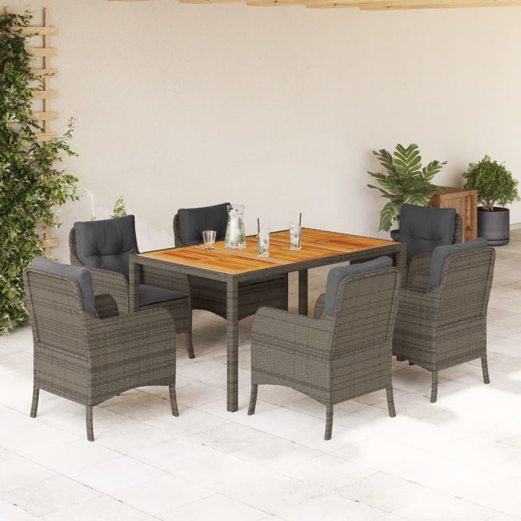vidaXL 3-delige Tuinset met kussens poly rattan zwart