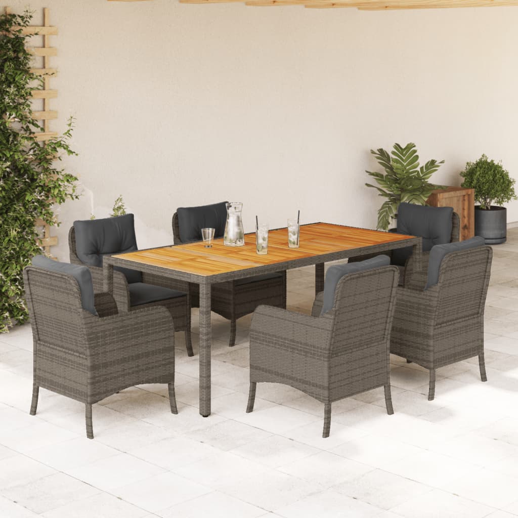 vidaXL 3-delige Tuinset met kussens poly rattan zwart