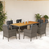 vidaXL 3-delige Tuinset met kussens poly rattan zwart