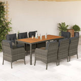vidaXL 3-delige Tuinset met kussens poly rattan zwart