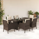 vidaXL 7-delige Tuinset met kussens poly rattan zwart