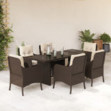 vidaXL 7-delige Tuinset met kussens poly rattan zwart
