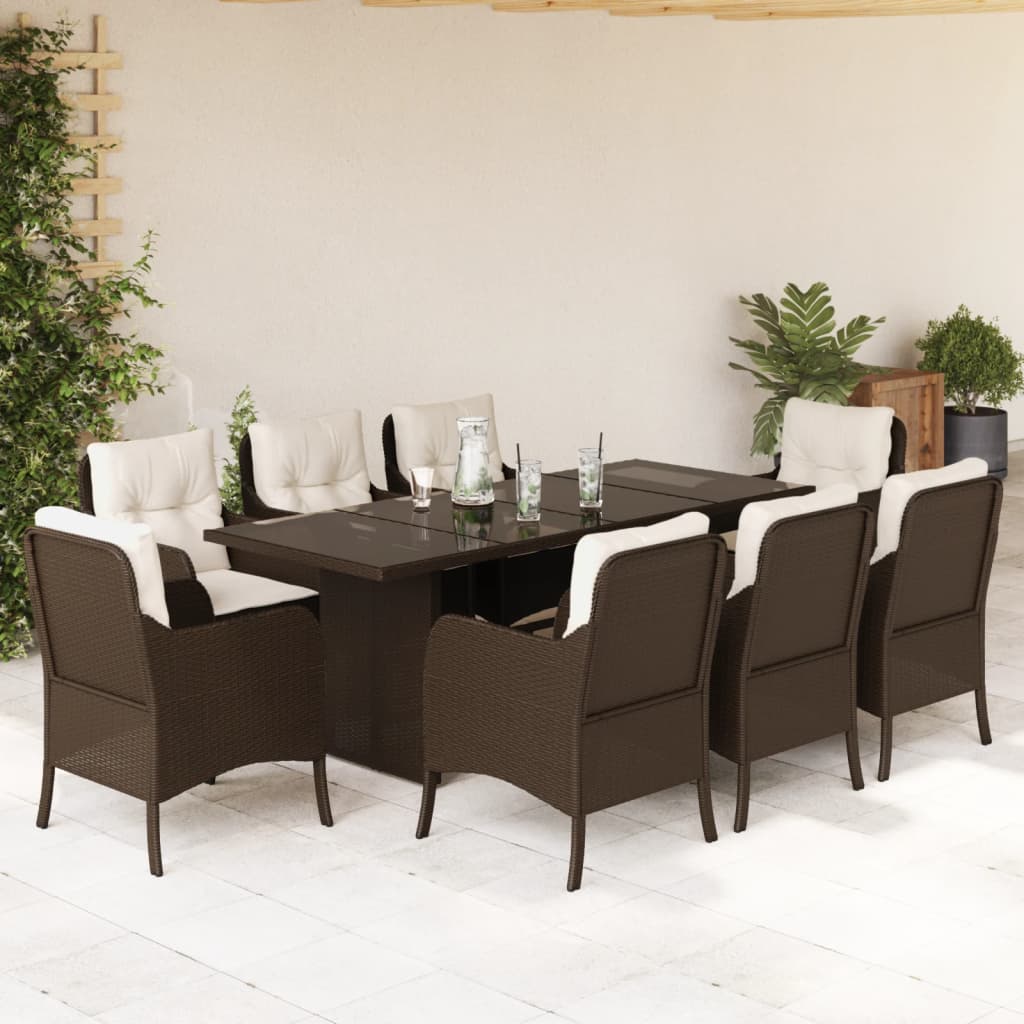 vidaXL 7-delige Tuinset met kussens poly rattan zwart
