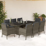 vidaXL 7-delige Tuinset met kussens poly rattan zwart