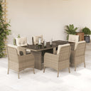 vidaXL 7-delige Tuinset met kussens poly rattan zwart