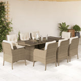 vidaXL 7-delige Tuinset met kussens poly rattan zwart