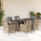 vidaXL 7-delige Tuinset met kussens poly rattan zwart