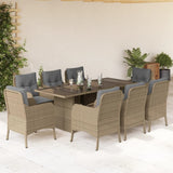 vidaXL 7-delige Tuinset met kussens poly rattan zwart