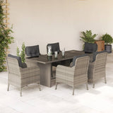 vidaXL 7-delige Tuinset met kussens poly rattan zwart