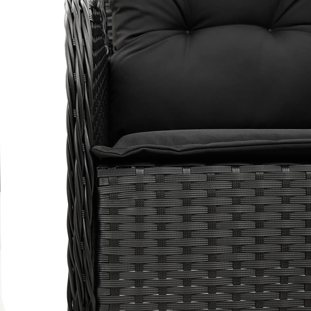 vidaXL 7-delige Tuinset met kussens poly rattan zwart