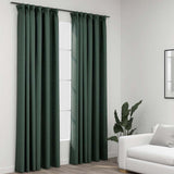 vidaXL Linen-Look Blackout Curtains with Hooks 2 pcs 140x175 cm Black
