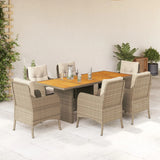 vidaXL 7-delige Tuinset met kussens poly rattan zwart