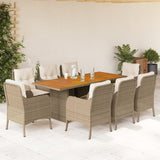 vidaXL 7-delige Tuinset met kussens poly rattan zwart