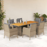 vidaXL 7-delige Tuinset met kussens poly rattan zwart