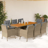 vidaXL 7-delige Tuinset met kussens poly rattan zwart