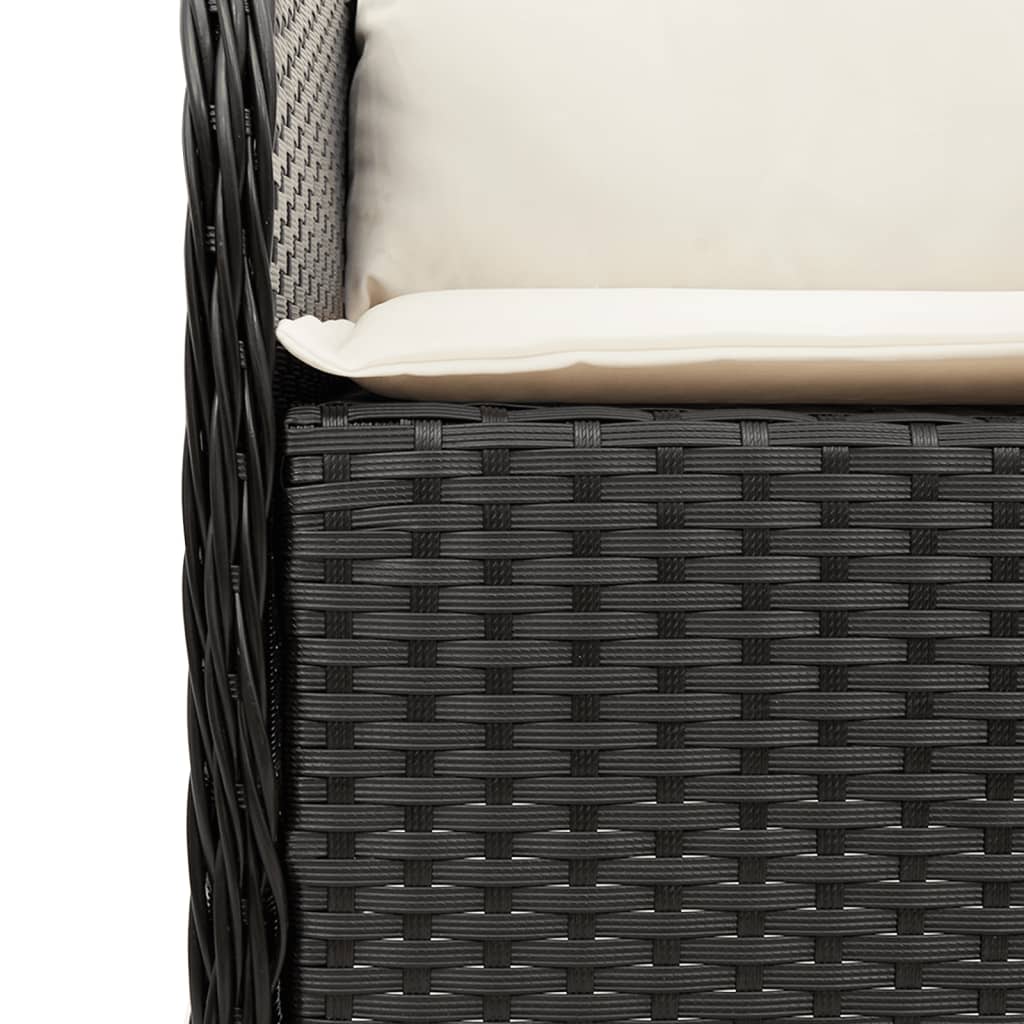 vidaXL 3-delige Tuinset met kussens poly rattan zwart