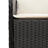 vidaXL 3-delige Tuinset met kussens poly rattan zwart
