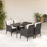 vidaXL 3-delige Tuinset met kussens poly rattan zwart