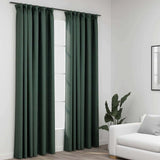 vidaXL Linen-Look Blackout Curtains with Hooks 2 pcs 140x175 cm Black
