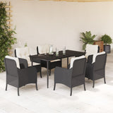 vidaXL 3-delige Tuinset met kussens poly rattan zwart