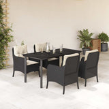 vidaXL 3-delige Tuinset met kussens poly rattan zwart