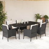 vidaXL 3-delige Tuinset met kussens poly rattan zwart