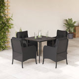 vidaXL 3-delige Tuinset met kussens poly rattan zwart