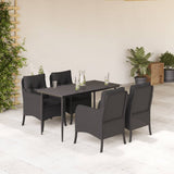 vidaXL 3-delige Tuinset met kussens poly rattan zwart