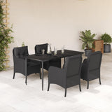 vidaXL 3-delige Tuinset met kussens poly rattan zwart