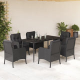 vidaXL 3-delige Tuinset met kussens poly rattan zwart