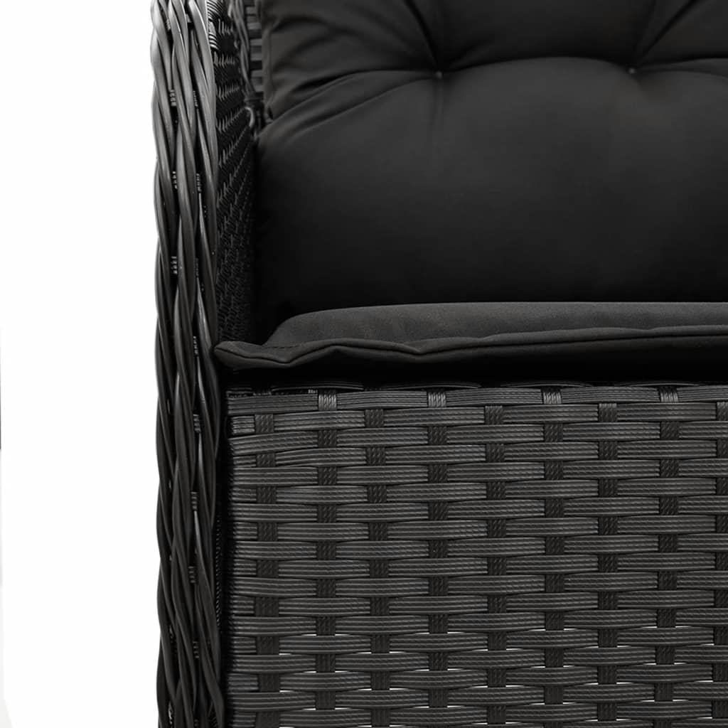vidaXL 3-delige Tuinset met kussens poly rattan zwart