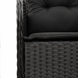 vidaXL 3-delige Tuinset met kussens poly rattan zwart