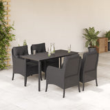 vidaXL 3-delige Tuinset met kussens poly rattan zwart