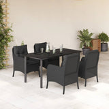 vidaXL 3-delige Tuinset met kussens poly rattan zwart