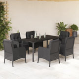 vidaXL 3-delige Tuinset met kussens poly rattan zwart