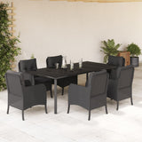 vidaXL 3-delige Tuinset met kussens poly rattan zwart