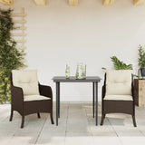 vidaXL 3-delige Tuinset met kussens poly rattan bruin
